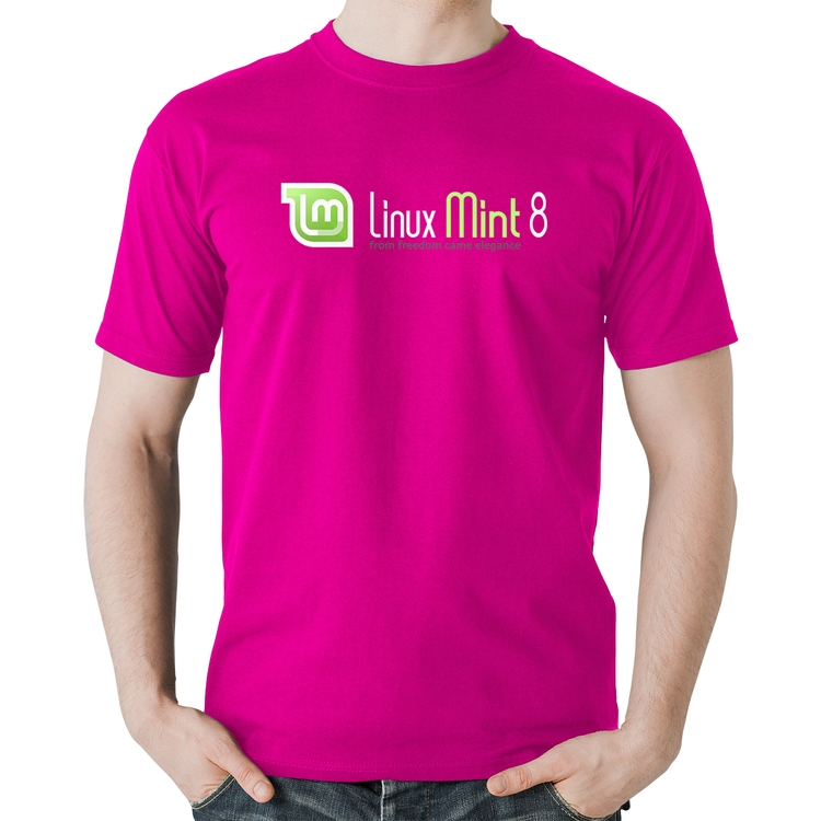 Camiseta Algodão Linux Mint 8 Helena - Rosa