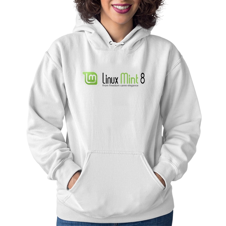 Moletom Feminino Linux Mint 8 Helena - Branco