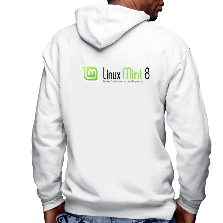 Blusa Moletom Linux Mint 8 Helena Masculina com Capuz e Zíper - Branca