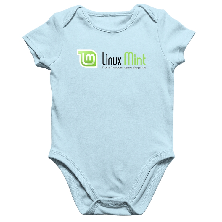 Body Bebê Algodão Linux Mint - Azul Bebê