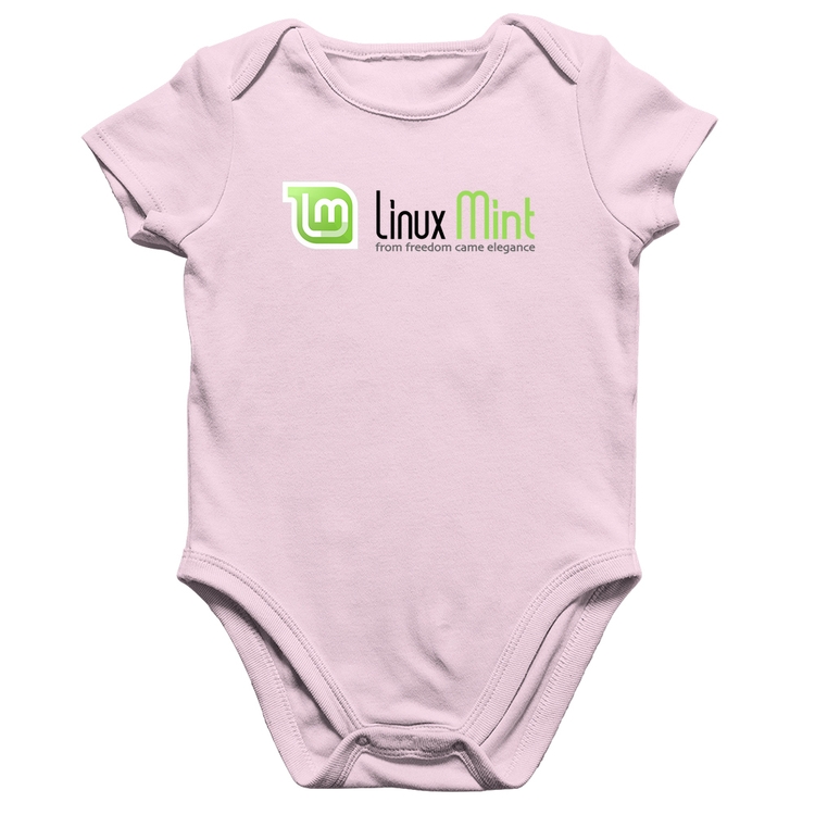 Body Bebê Algodão Linux Mint - Rosa Bebê
