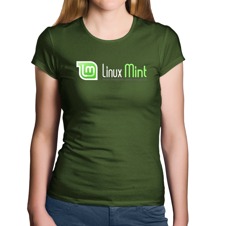 Baby Look Algodão Linux Mint - Musgo