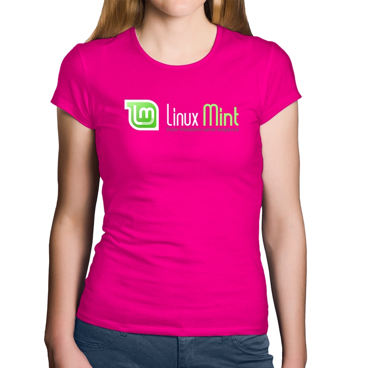 Baby Look Algodão Linux Mint - Rosa