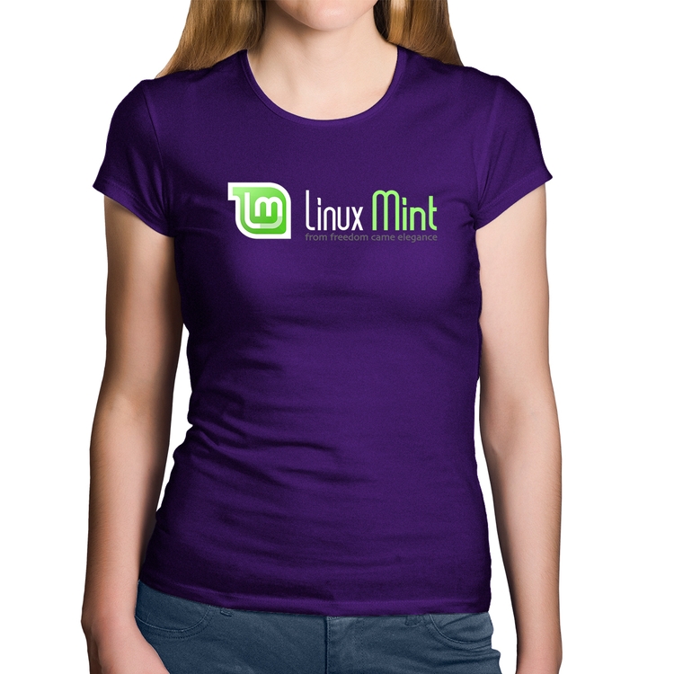 Baby Look Algodão Linux Mint - Roxa