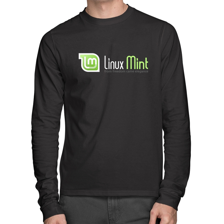 Camiseta Algodão Linux Mint Manga Longa