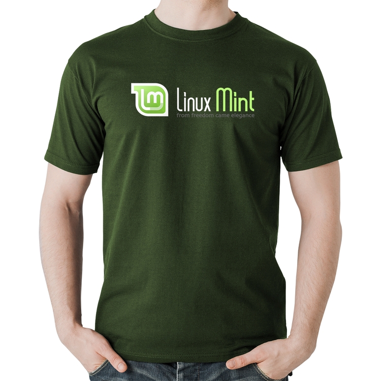 Camiseta Algodão Linux Mint - Musgo