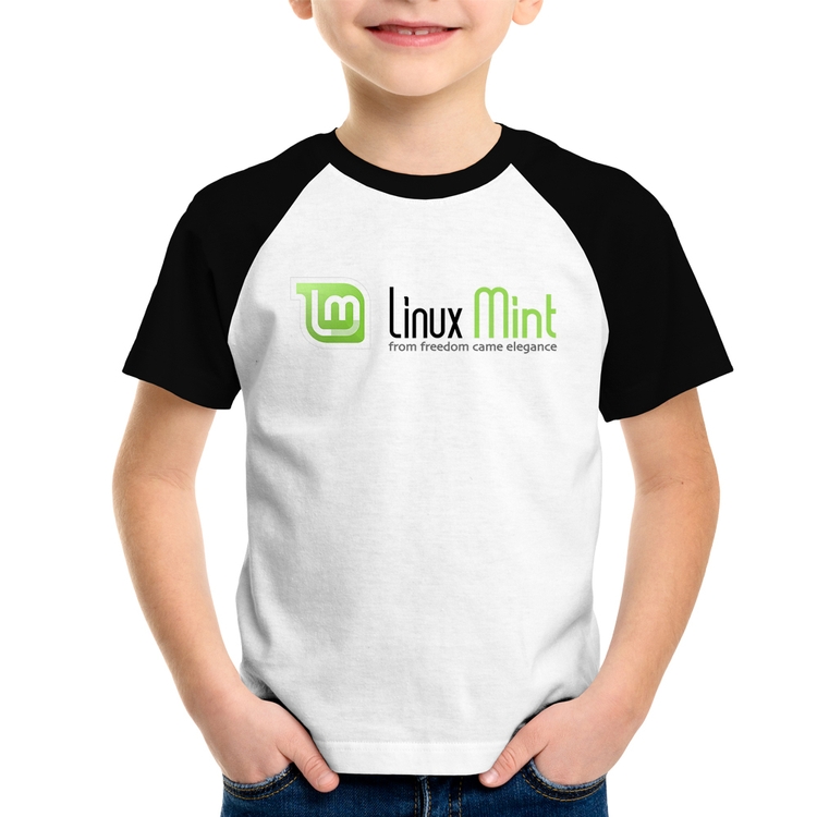 Camiseta Raglan Infantil Linux Mint