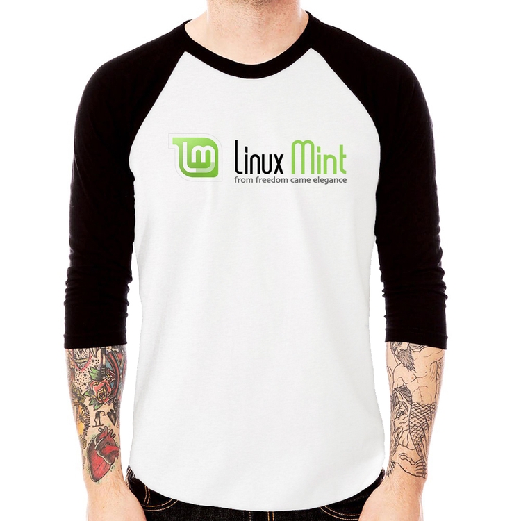 Camiseta Raglan Linux Mint Manga 3/4