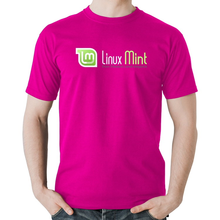 Camiseta Algodão Linux Mint - Rosa