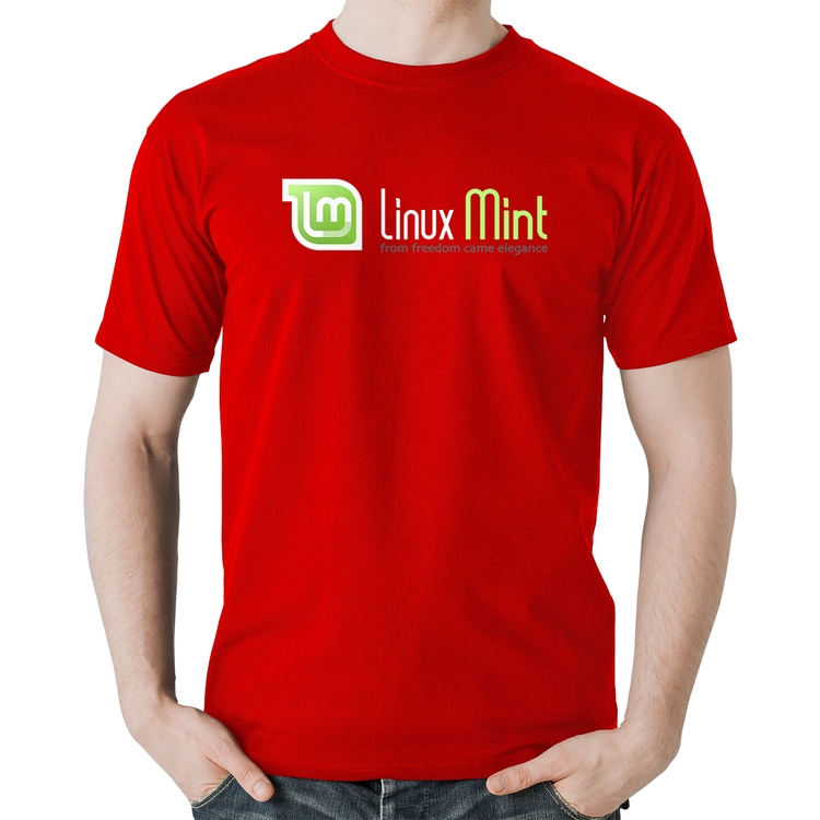 Camiseta Algodão Linux Mint - Vermelha