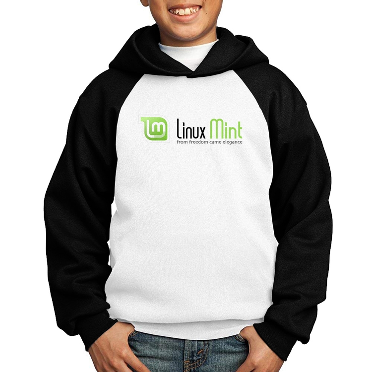 Moletom Infantil Linux Mint - Branco/Preto