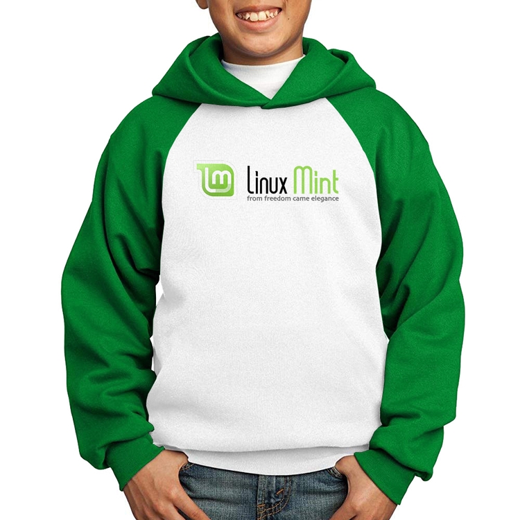 Moletom Infantil Linux Mint - Branco/Verde