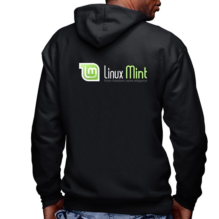 Blusa Moletom Linux Mint Masculina com Capuz e Zíper
