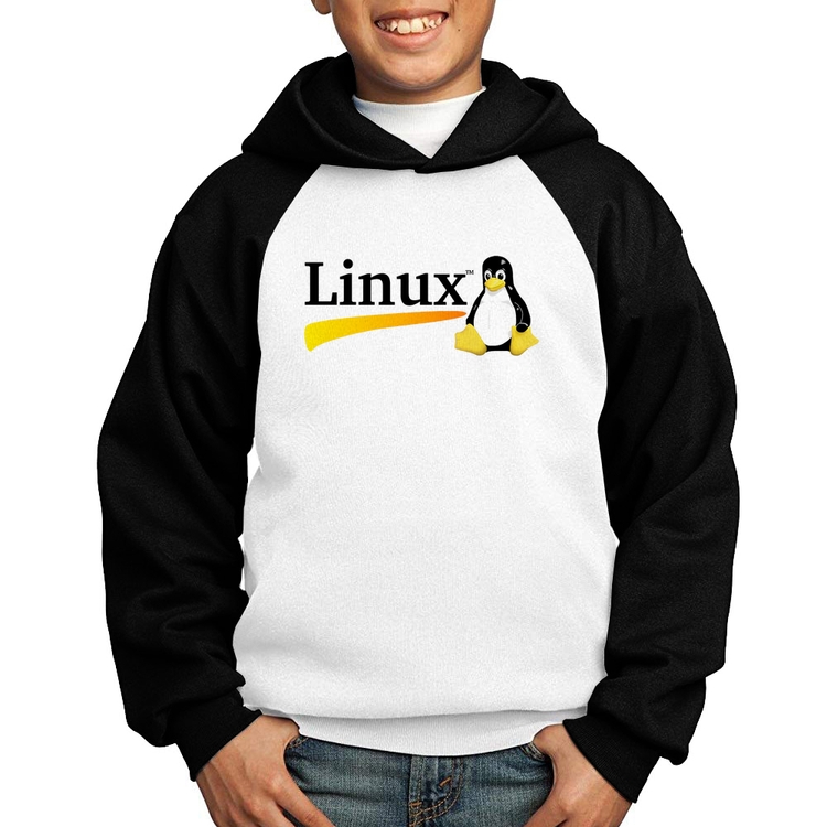 Moletom Infantil Linux - Branco/Preto