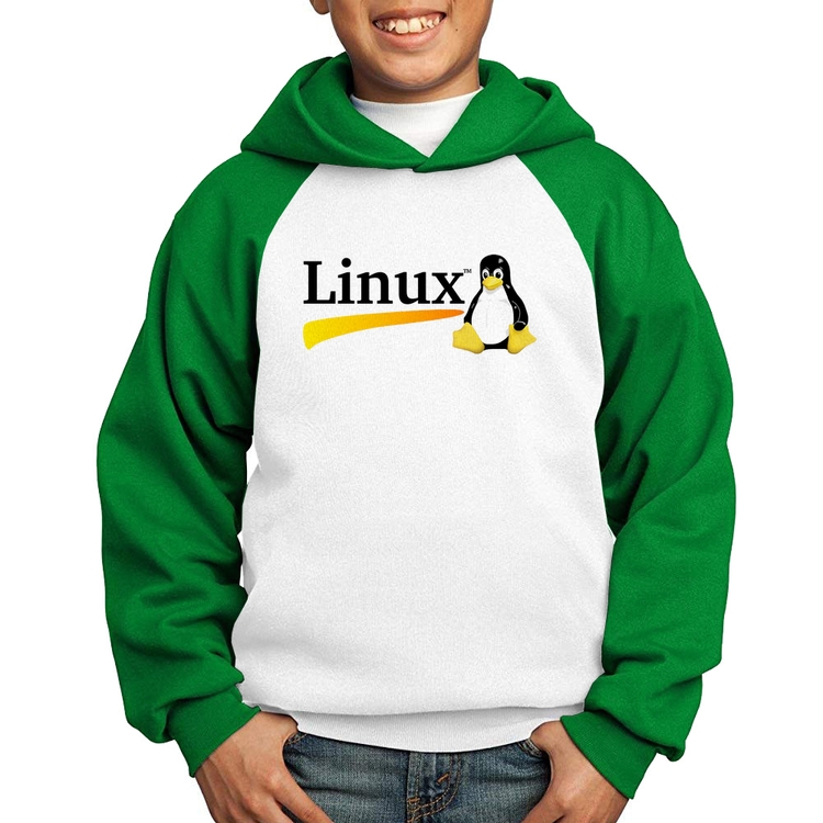 Moletom Infantil Linux - Branco/Verde