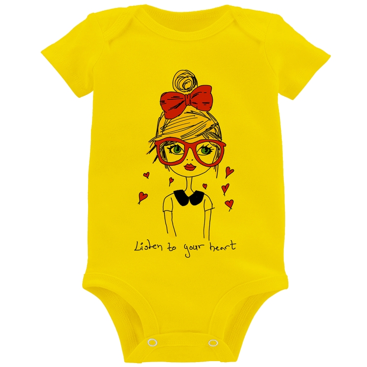 Body Bebê Listen to your heart - Amarelo