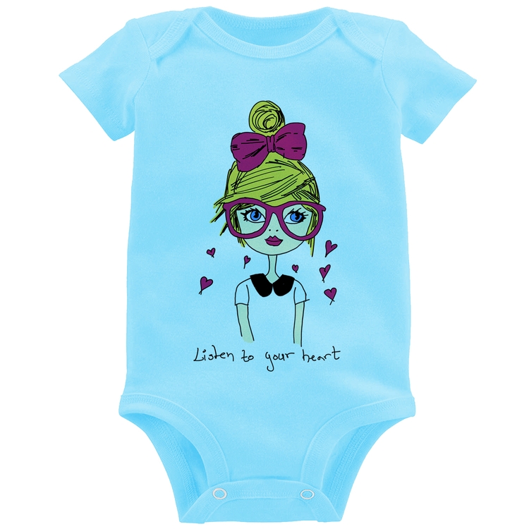 Body Bebê Listen to your heart - Azul Bebê