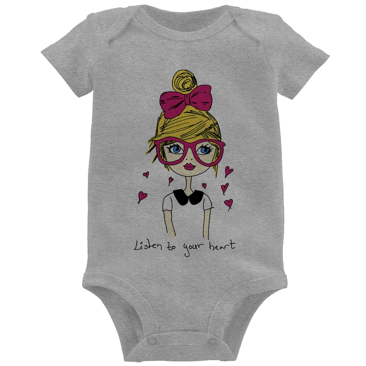 Body Bebê Listen to your heart - Cinza