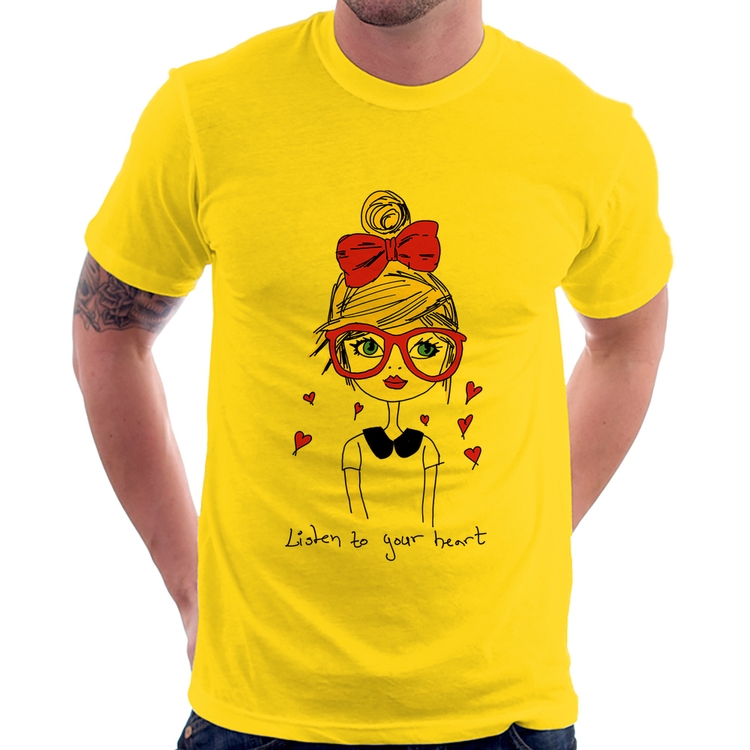 Camiseta Listen to your heart - Amarela