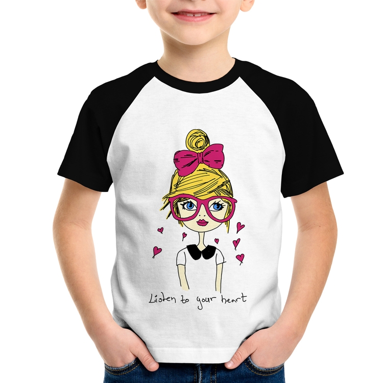 Camiseta Raglan Infantil Listen to your heart