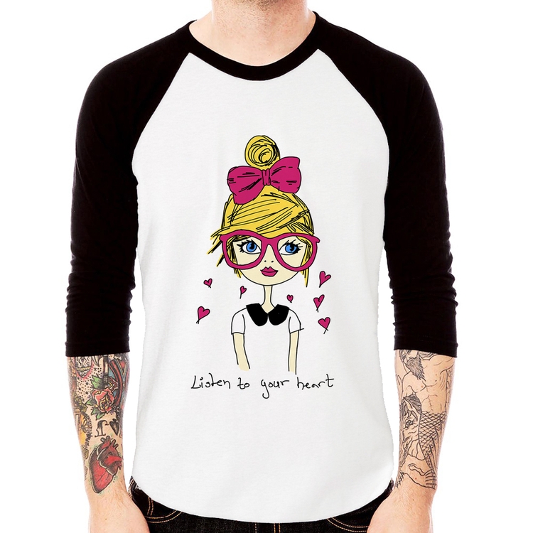 Camiseta Raglan Listen to your heart Manga 3/4