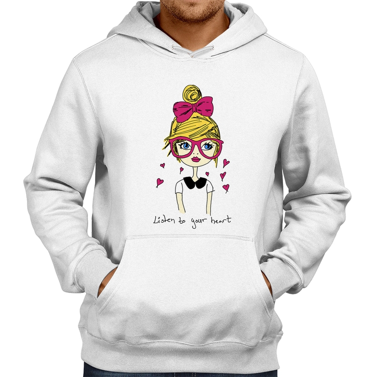 Moletom Listen to your heart - Branco