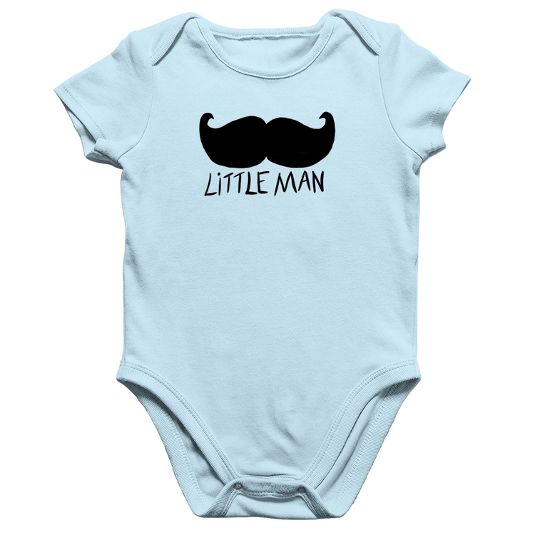 Body Bebê Algodão Little Man - Azul Bebê