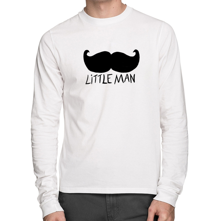 Camiseta Algodão Little Man Manga Longa - Branca
