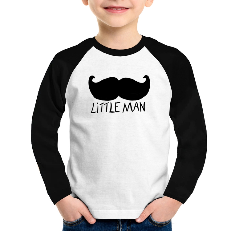 Camiseta Raglan Infantil Little Man Manga Longa