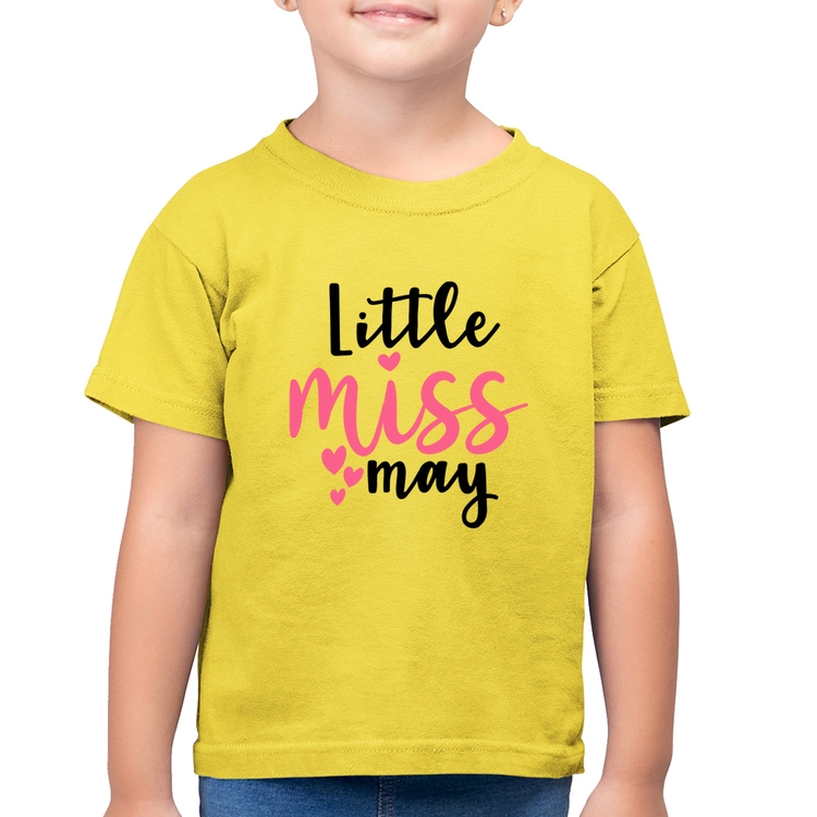 Camiseta Algodão Infantil Little miss may - Amarelo Canário
