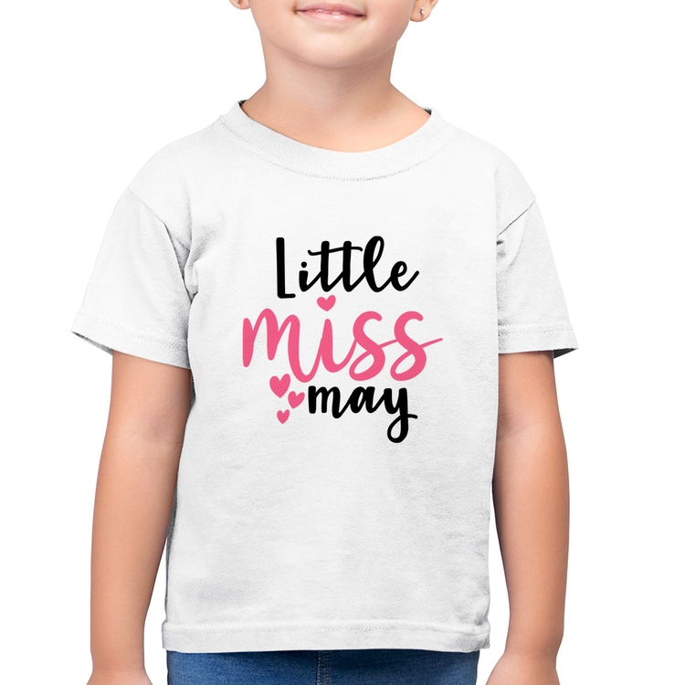 Camiseta Algodão Infantil Little miss may - Branca