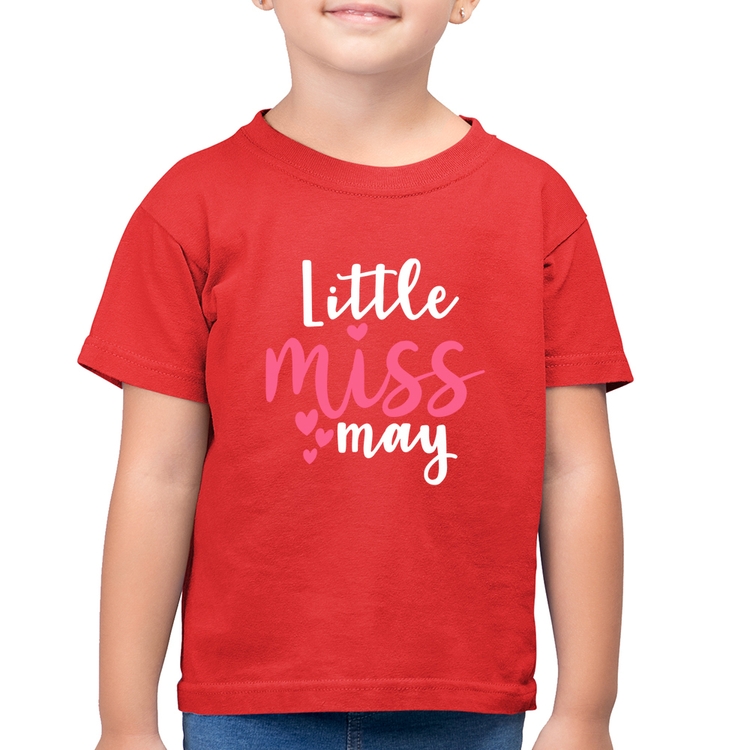 Camiseta Algodão Infantil Little miss may - Vermelha