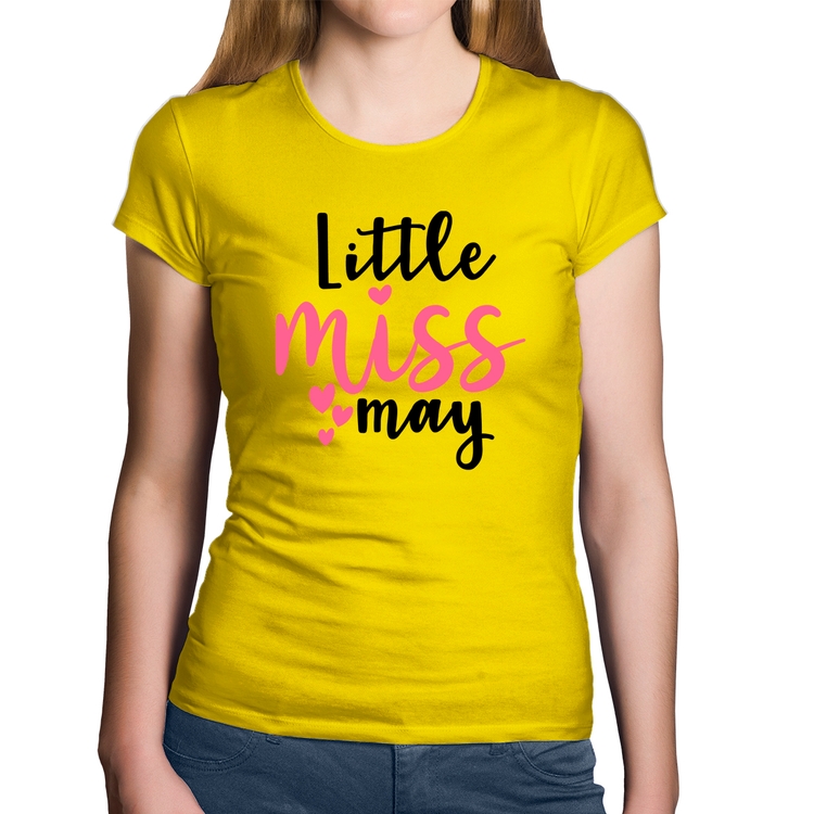 Baby Look Algodão Little miss may - Amarela