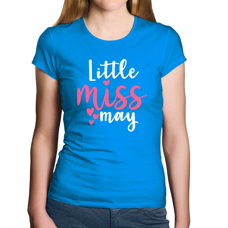 Baby Look Algodão Little miss may - Azul