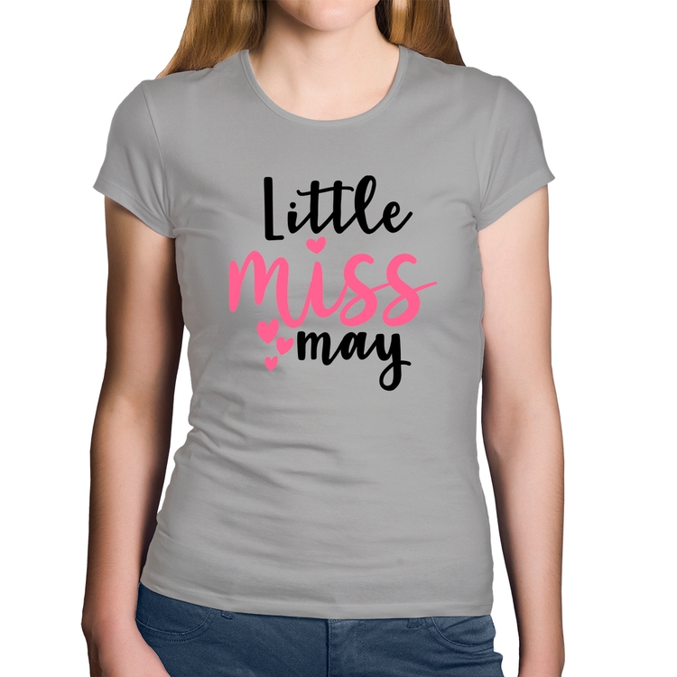 Baby Look Algodão Little miss may - Cinza