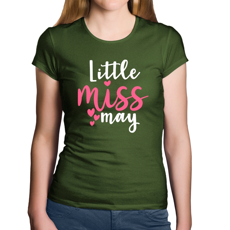 Baby Look Algodão Little miss may - Musgo
