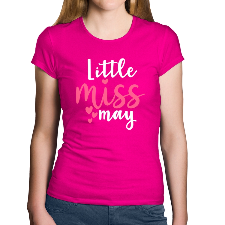 Baby Look Algodão Little miss may - Rosa