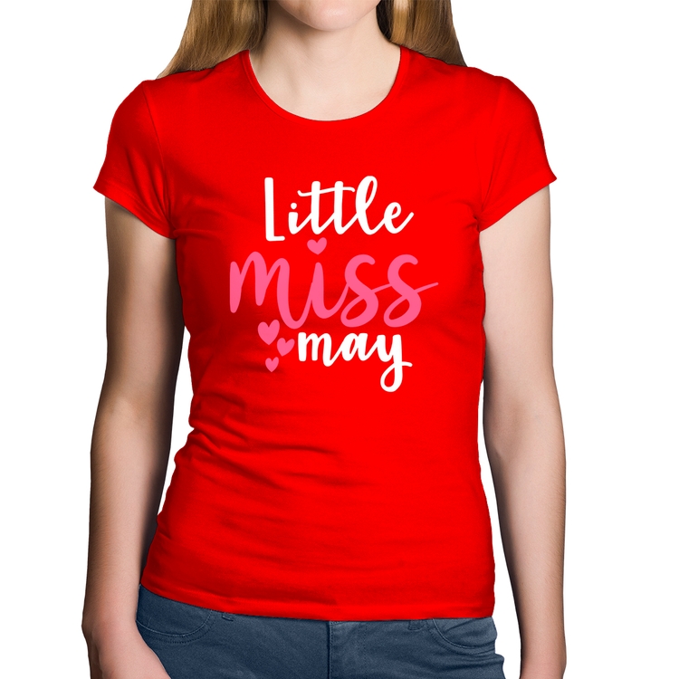 Baby Look Algodão Little miss may - Vermelha