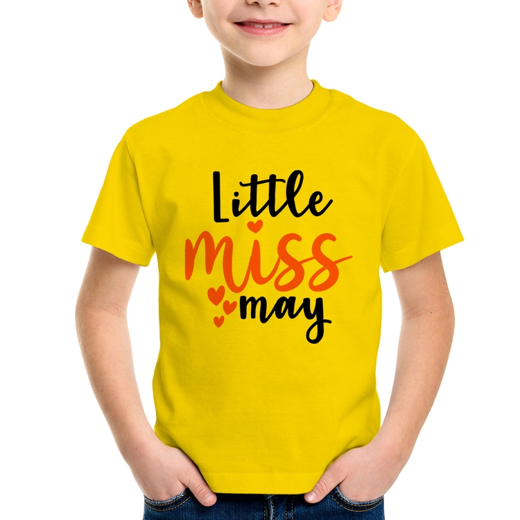 Camiseta Infantil Little miss may - Amarela