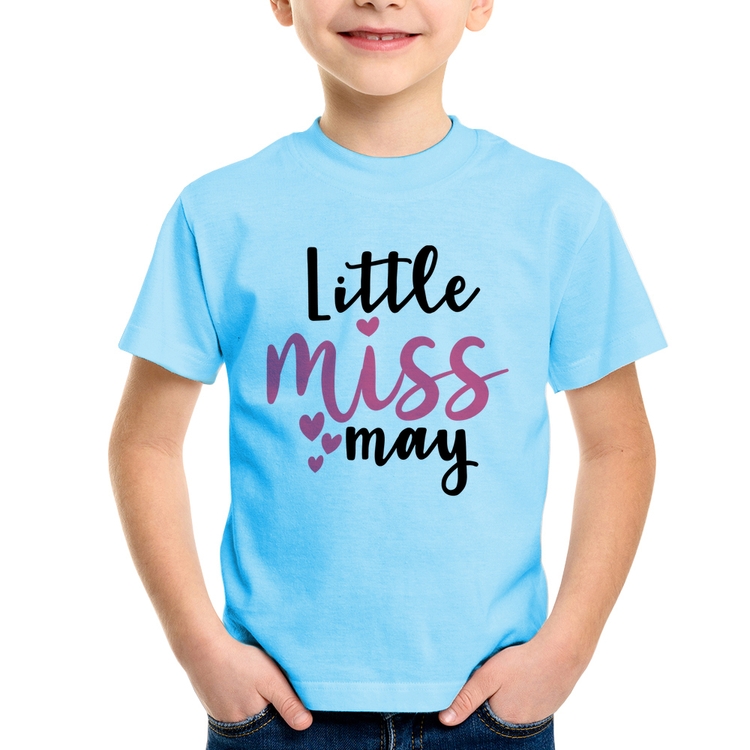 Camiseta Infantil Little miss may - Azul Bebê