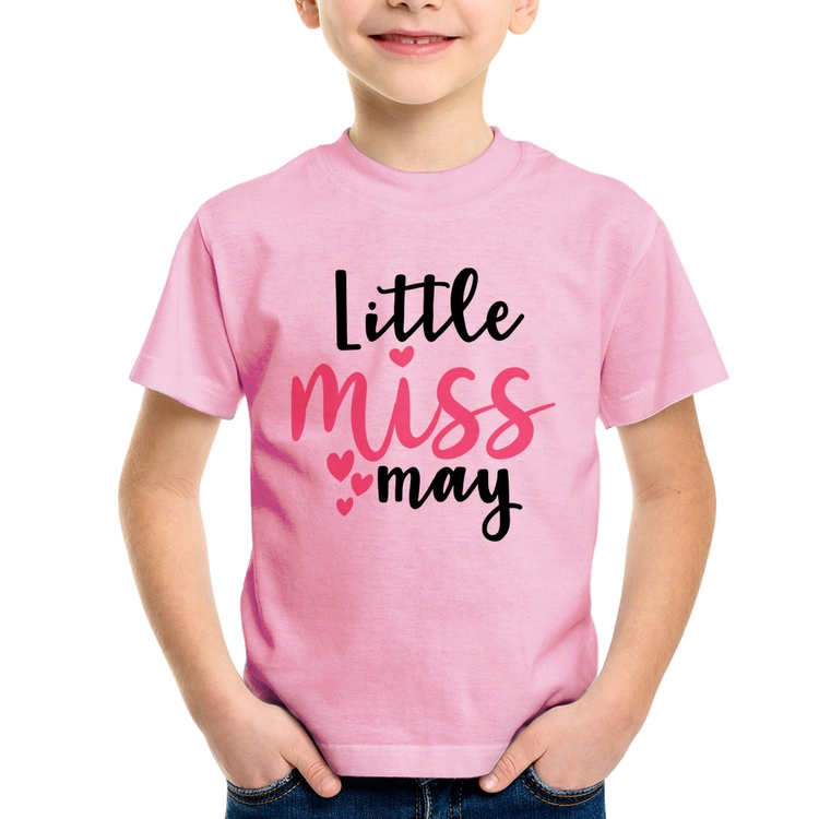 Camiseta Infantil Little miss may - Rosa Bebê