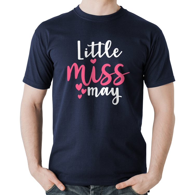 Camiseta Algodão Little miss may - Marinho