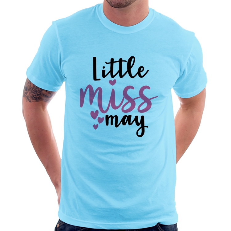 Camiseta Little miss may - Azul Bebê