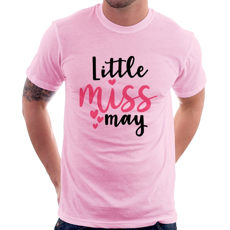 Camiseta Little miss may - Rosa Bebê