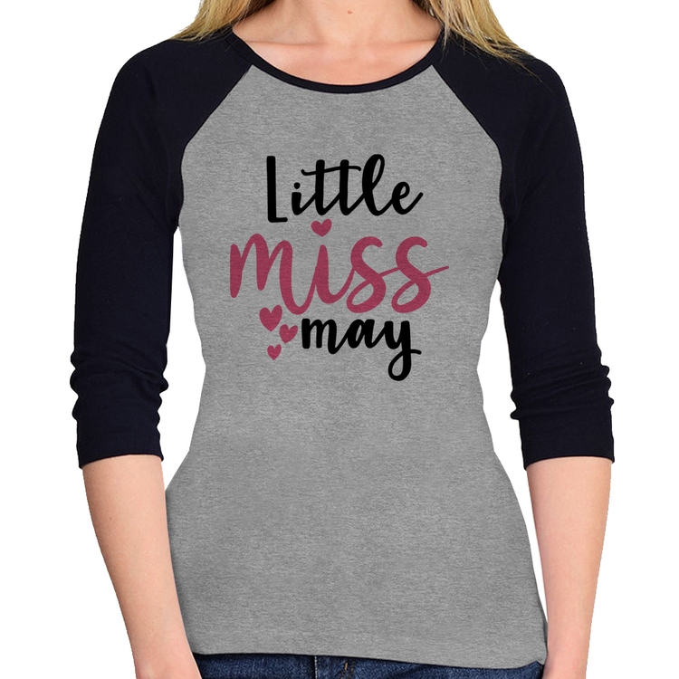Baby Look Raglan Little miss may Manga 3/4 - Cinza/Preto