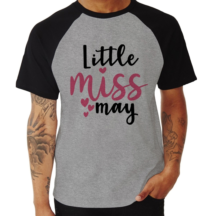 Camiseta Raglan Little miss may - Cinza/Preto