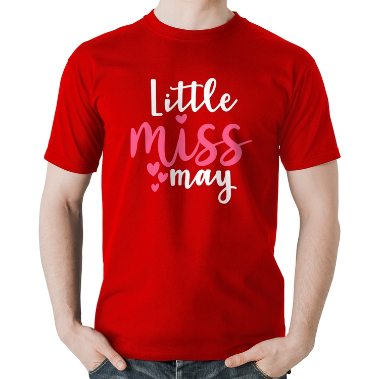 Camiseta Algodão Little miss may - Vermelha