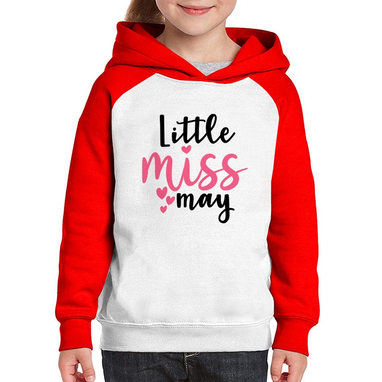 Moletom Infantil Little miss may - Branco/Vermelho
