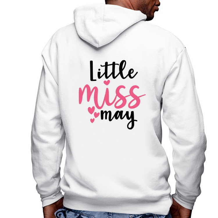Blusa Moletom Little miss may Masculina com Capuz e Zíper - Branca