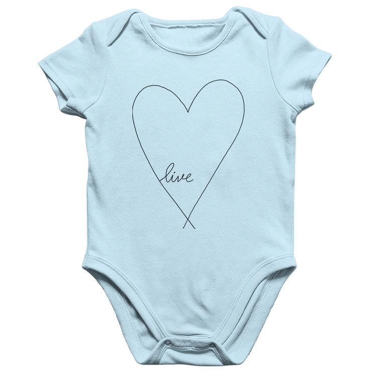 Body Bebê Algodão Live Coração - Azul Bebê